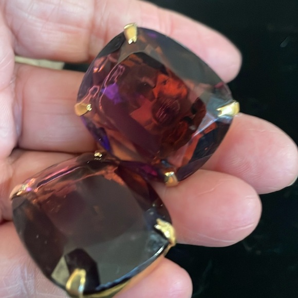 Vintage garnet glass bangle and earrings Jewelry Set - Picture 5 of 7